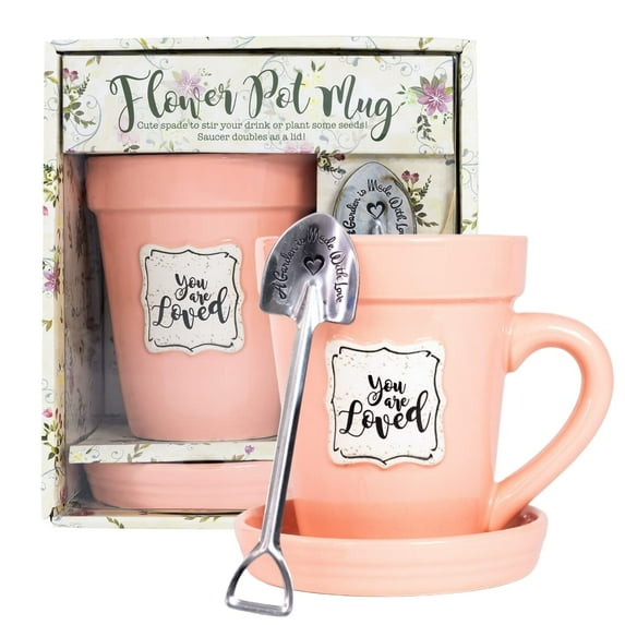 Peach Flower Pot Mug - “You’re Loved” Without Scripture