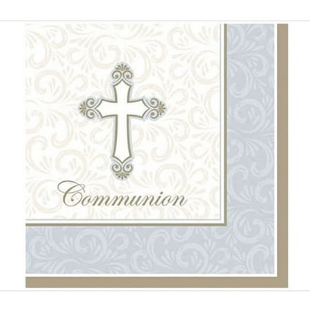 Divinity Communion 3-Ply Lunch Napkins Paper 16 Per Pack Silver Tableware