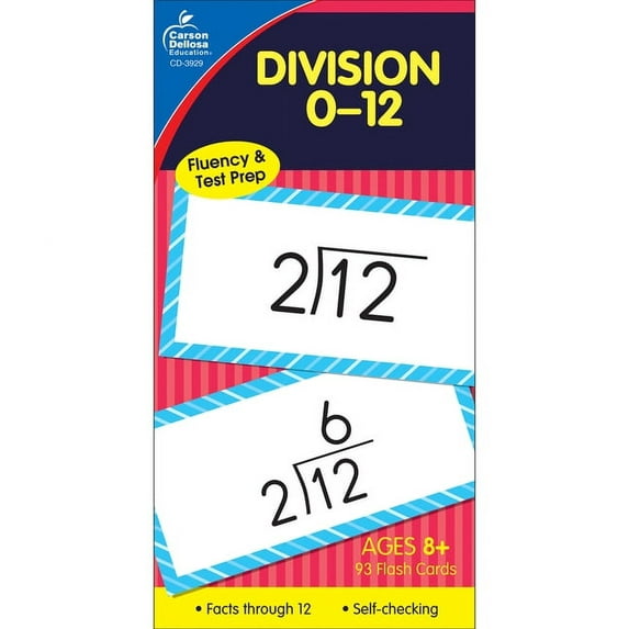 Flash Cards, Division Facts 0-12, 3w X 6h, 93/pack