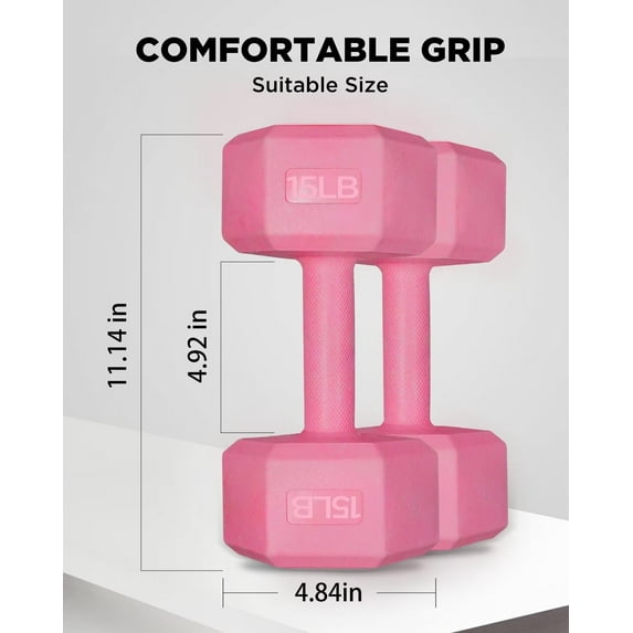 Divmystery Dumbbell Hand Weight Sets of 2 - Multiple Weight Options with 5 Colors, Anti-roll, Anti-Slip, Hexagon Shape