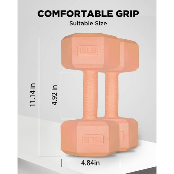 Divmystery Dumbbell Hand Weight Sets of 2 - Multiple Weight Options with 5 Colors, Anti-roll, Anti-Slip, Hexagon Shape