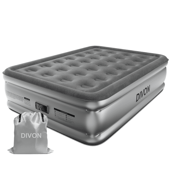 Divon Full Air Mattress, 18" Raised Air Bed with Built-In Pump, Quick Inflation & Deflation, Portable Guest Bed for Home & Travel, Gray