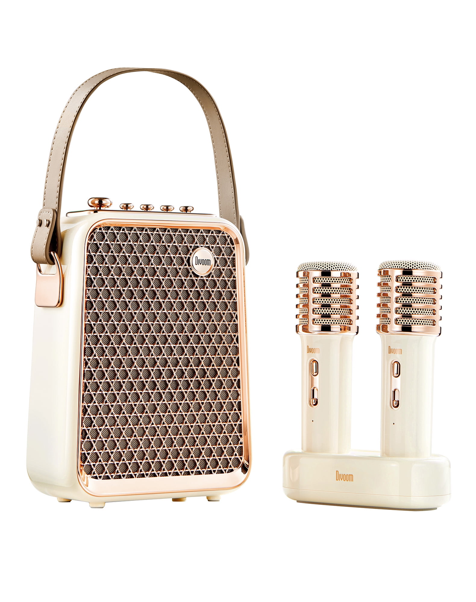 Divoom SongBird Karaoke Machine with 2 Wireless Microphones, 50W Bluetooth Speaker, Audio Mixer System