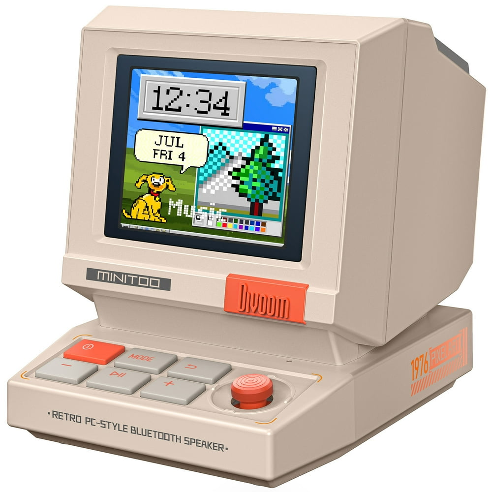 Retro PC style pixel Bluetooth speaker and smart desk clock