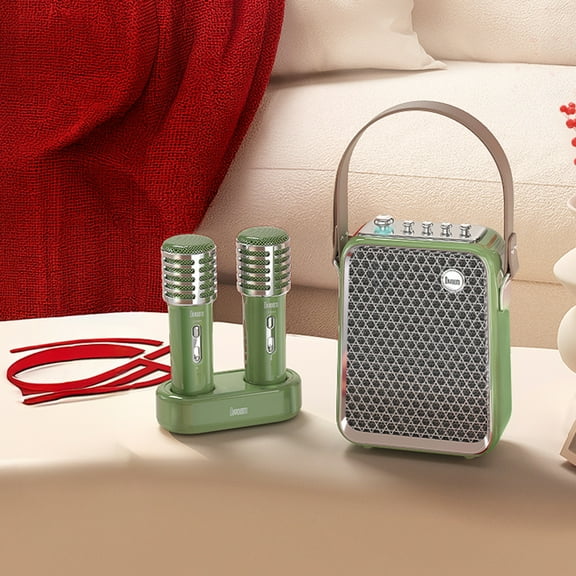 Divoom SongBird Portable Bluetooth Speaker 50W Powerful Sound with Karaoke Microphone and Voice Change Mode, Green