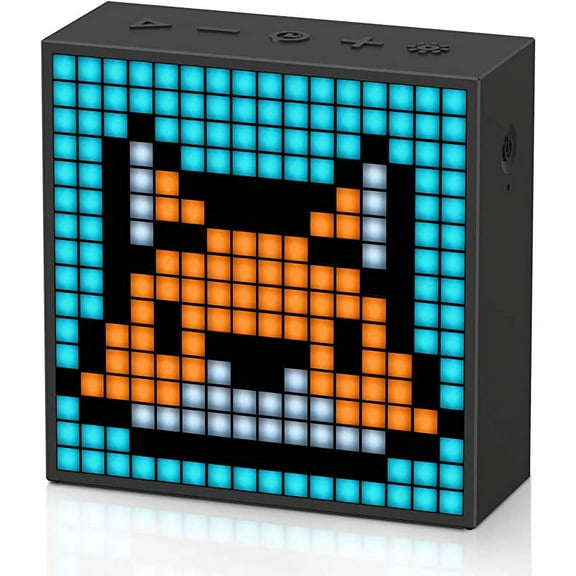 Divoom TimeBox Evo -- Pixel Art Bluetooth Speaker with 16x16 LED Display APP Control - Cool Animation Frame & Gaming Room Setup & Bedside Alarm Clock- Black