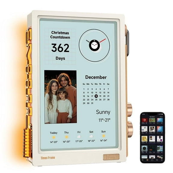Divoom Times Frame 10.1" Smart Pixel Display - White | Wi-Fi App Control, RGB LEDs | Clock, Weather Dashboard