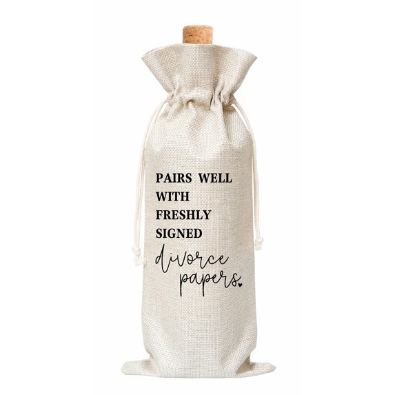 Divorce Gifts For Women, Divorce Party Decorations For Women, Wine Bag Gifts For Newly Divorced Woman Men Freshly Signed Divorce, Breakup, Happily Divorced, 1 Pc Burlap Wine Bottle Cover Bag (A21)