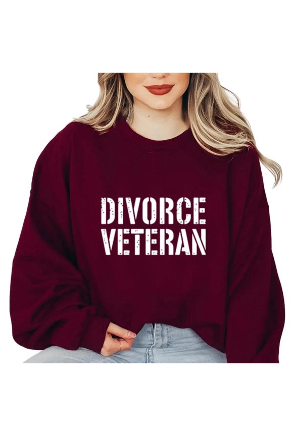 Divorce Veteran Funny Breakup Single Life Humor Quote Ex Marr Happy Free Sweatshirt, for men & women, up to size 5XL
