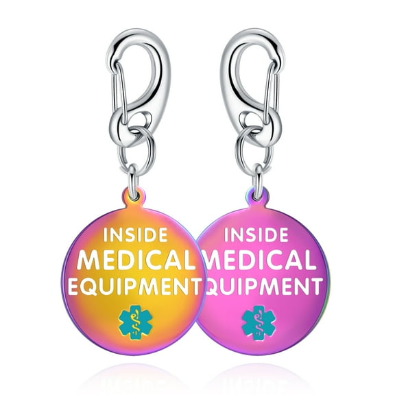 Divoti 1.25" DOUBLE-SIDED MEDICAL EQUIPMENT INSIDE Bag Tag -Quick Clip- Entirely Surgical Stainless Steel