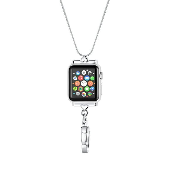 Divoti Apple Watch Necklace – 30" Snake Chain - Apple Watch Necklace / Lanyard w/ Clasp for Badge & Key Ring for keys – iWatch Necklace changer for Apple Watch- 38/40 mm - Entirely Surgical Stainless