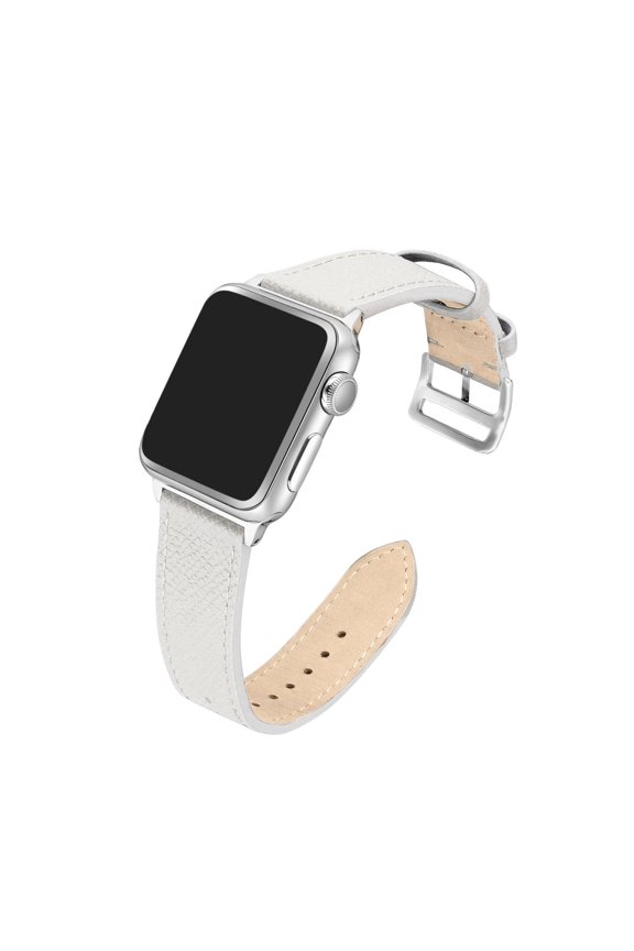 Epsom Leather Watch Bands Compatible with Apple Watch, Ivory White - 45/44/42-MM.