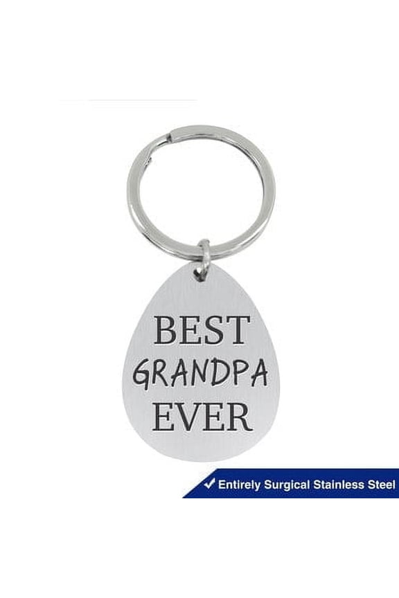 Fathers Day Gifts for Grandpa Best Grandpa Ever Surgical Stainless Steel Pendant Keychain Key Tag
