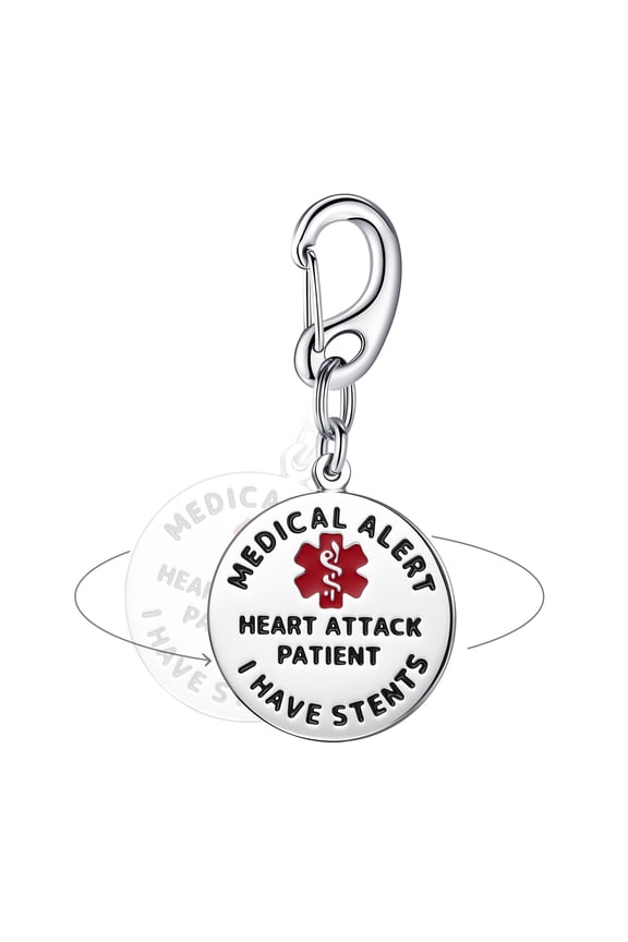 Stainless Steel Medical Alert ID Tag | Heart Attack Patient - I Have Stents | Dual-Sided Pre-Engraved Emergency Tag with Quick Clip