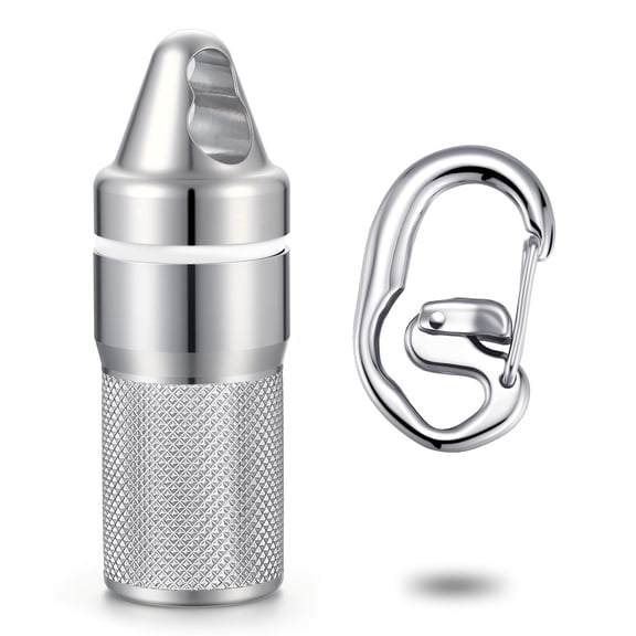 Divoti Stainless Steel Pill Holder Keychain Upgraded- Waterproof, Airtight, Fits Standard Nitroglycerin Pill Case, Emergency Medication Container with Carabiner Clip for Travel, Hiking, and EDC