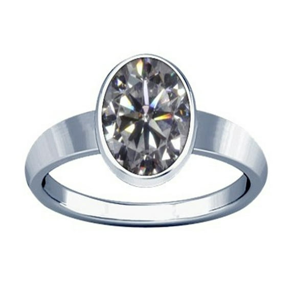 Divya Shakti 10.25-10.50 Carat American Diamond Silver Plain Design Ring (Zircon Jerkan Oval Gemstone Silver Plain Design Ring)(13.5)