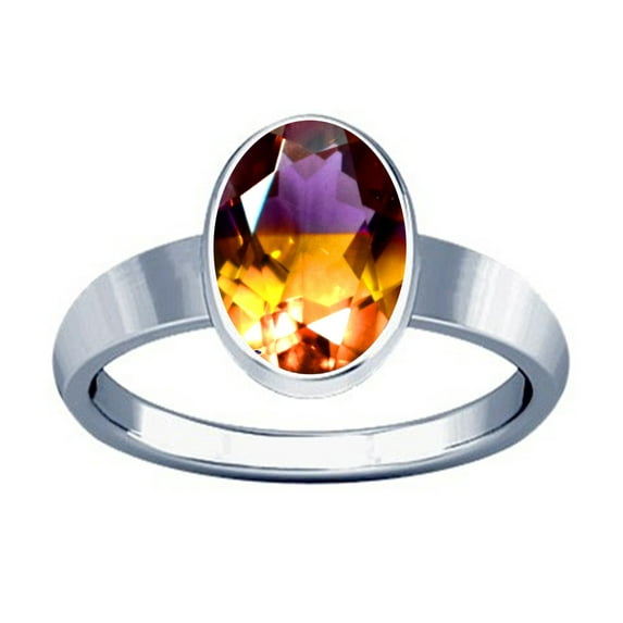 Divya Shakti 10.25-10.50 Carat Ametrine Gemstone Silver Plain Design Ring(5.25)