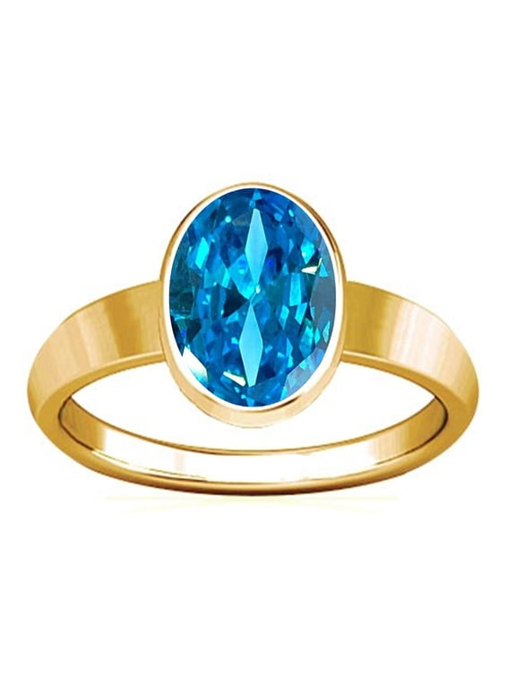 10.25-10.50 Carat Aquamarine Beruj Stone Panchadhatu Plain Design Ring(9.25)