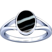 Divya Shakti 10.25-10.50 Carat Black Chalcedony Sulemani Hakik Gemstone Silver Ring For Men & Women