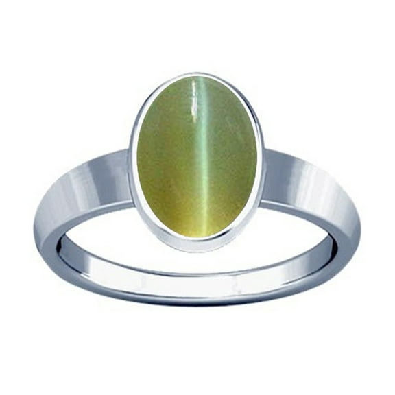 Divya Shakti 10.25-10.50 Carat CAT EYE / LEHSUNIYA SILVER Plain Design Ring(5.75)