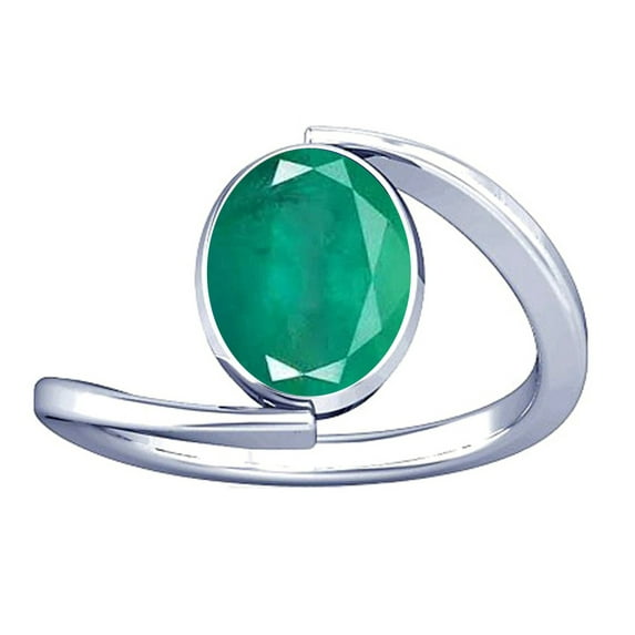 Divya Shakti 10.25-10.50 Carat Emerald Panna Gemstone Silver Ring for Women
