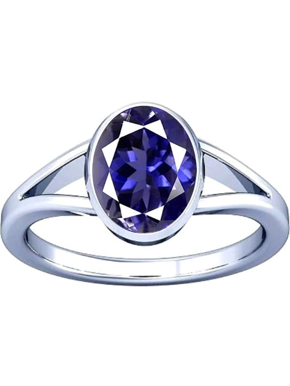 10.25-10.50 Carat Iolite Neeli Gemstone Silver Ring For Men & Women