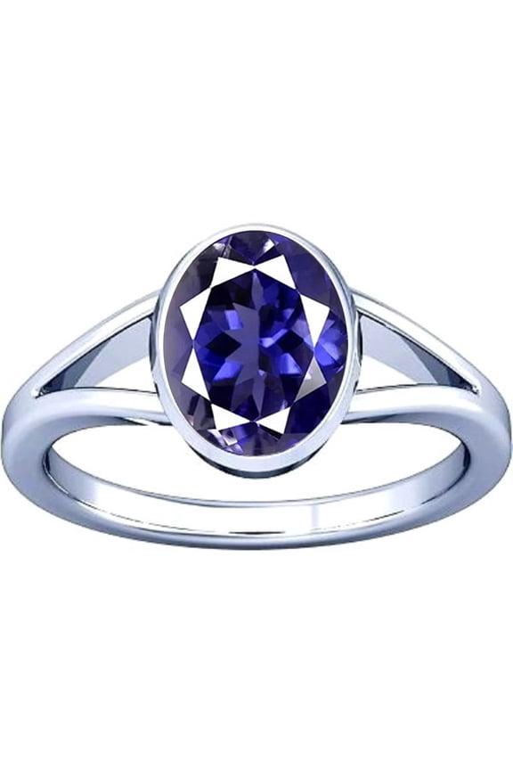 10.25-10.50 Carat Iolite Neeli Gemstone Silver Ring For Men & Women