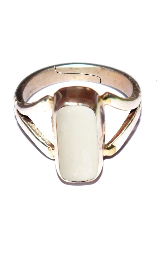 10.25-10.50 Carat Italian White Coral Moonga Munga Gemstone Silver Adjustable Ring for Mens & Womens