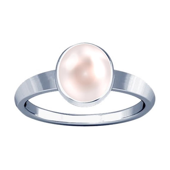 Divya Shakti 10.25-10.50 Carat Pearl Silver Plain Design Ring (Moti Mukta Silver Plain Design Ring)(8)