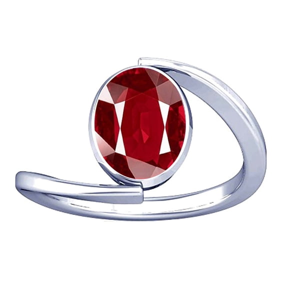 Divya Shakti 10.25-10.50 Carat Ruby Manik Manikya Gemstone Silver Ring for Women