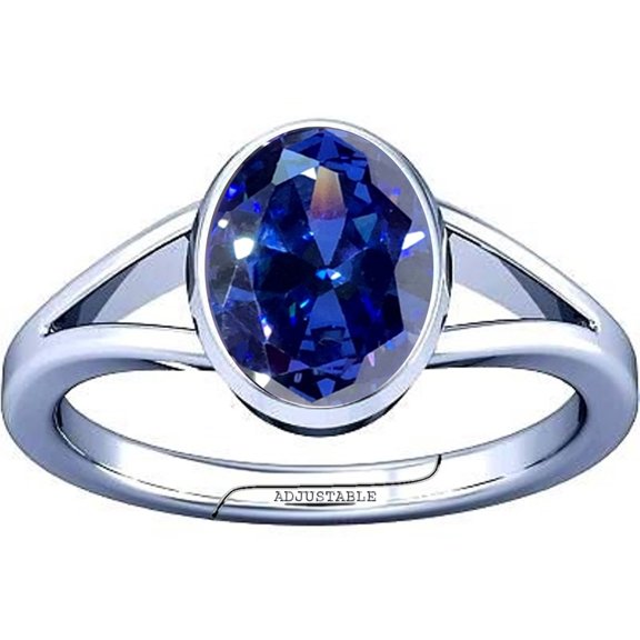 Divya Shakti 10.25-10.50 Carat Tanzanite Gemstone Silver Adjustable Ring for Mens & Womens