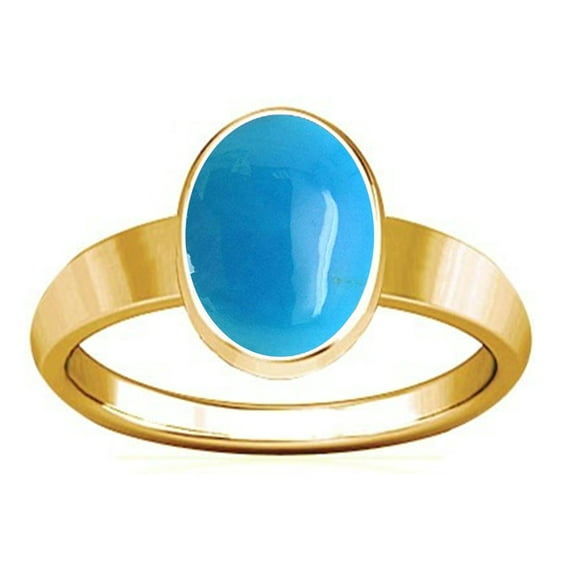 Divya Shakti 10.25-10.50 Carat Turquoise Panchadhatu Plain Design Ring (FIROZA FEROZA Stone Plain Design Ring)(7.75)