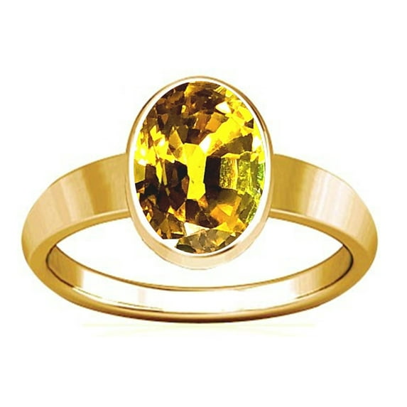 Divya Shakti 10.25-10.50 Carat Yellow Sapphire Plain Design Ring (Pukhraj Stone Panchadhatu Plain Design Ring)(5)