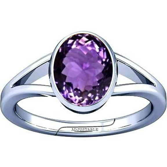 Divya Shakti 11.25-11.50 Carat Amethyst Kataila Gemstone Silver Adjustable Ring for Mens & Womens