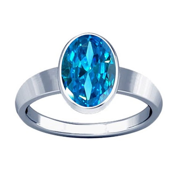 Divya Shakti 11.25-11.50 Carat Aquamarine/Beruj Stone Silver Plain Design Ring(3)