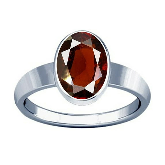 Divya Shakti 11.25-11.50 Carat Hessonite ( GOMED STONE Plain Design Ring )( Made in Silver )(7.25)