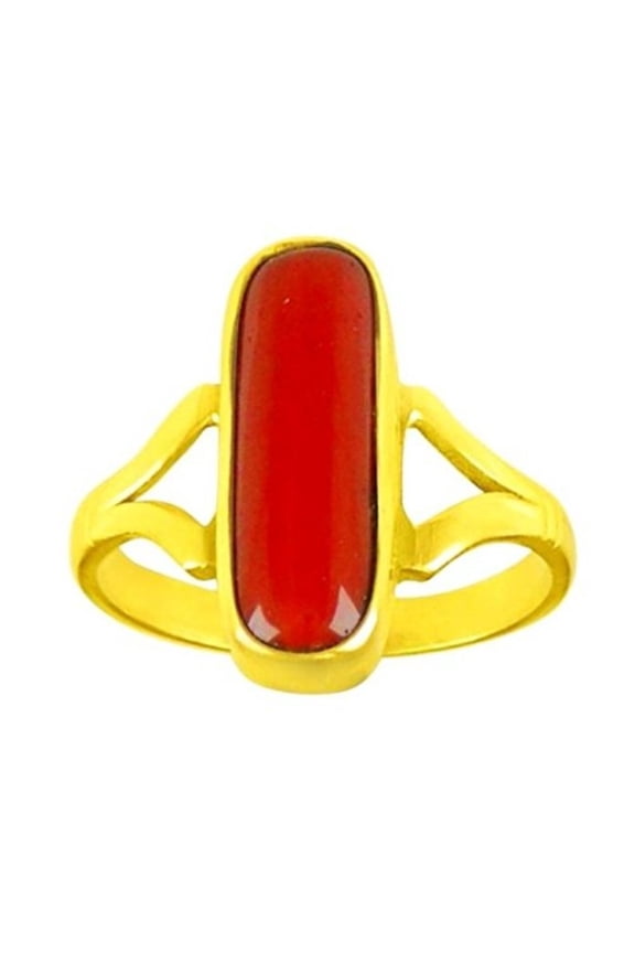 11.25-11.50 Carat Italian Red Coral Moonga Munga Gemstone Panchdhatu Ring For Men & Women