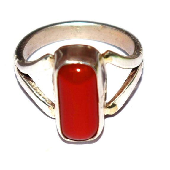 Divya Shakti 11.25-11.50 Carat Italian Red Coral Moonga Munga Gemstone Silver Ring For Men & Women