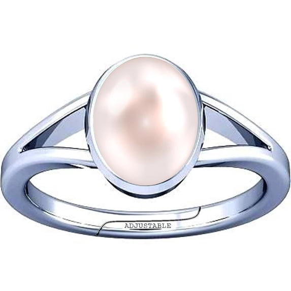 Divya Shakti 11.25-11.50 Carat Pearl Moti Gemstone Silver Adjustable Ring for Mens & Womens