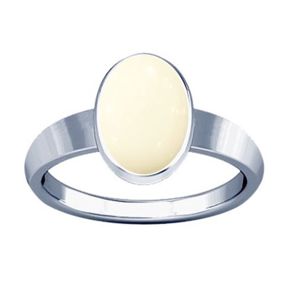 Divya Shakti 11.25-11.50 Carat White Coral Silver Plain Design Ring ( SAFED MOONGA MUNGA STONE Plain Design Ring )(8)