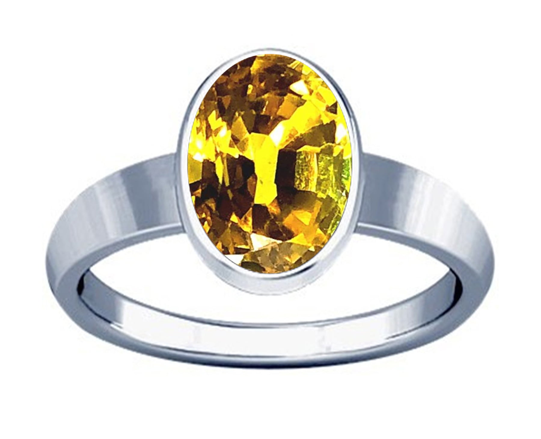 Natural Certified Yellow Sapphire Ring, Pukhraj Ring, Sapphire Gemstone Ring,  - Walmart.com