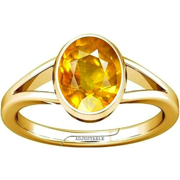 Divya Shakti 11.25-11.50 Carat Yellow Sapphire/ Pukhraj Gemstone Panchdhatu Adjustable Ring for Mens & Womens