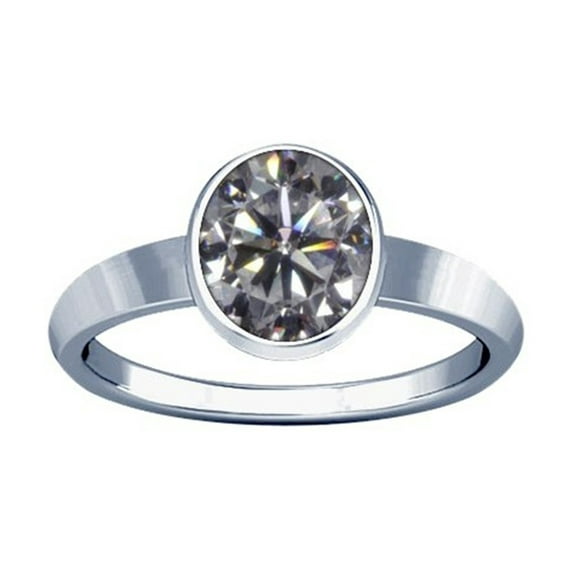 Divya Shakti 12.25-12.50 Carat American Diamond Silver Plain Design Ring (Zircon Jerkan Round Gemstone Silver Plain Design Ring)(10.75)