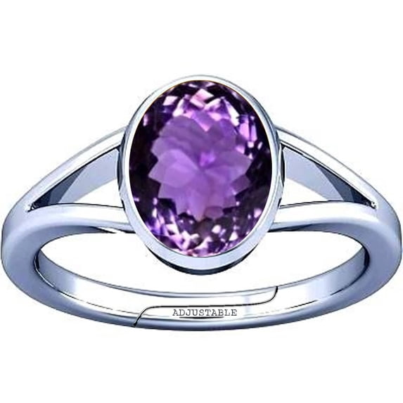 Divya Shakti 12.25-12.50 Carat Amethyst Kataila Gemstone Silver Adjustable Ring for Mens & Womens