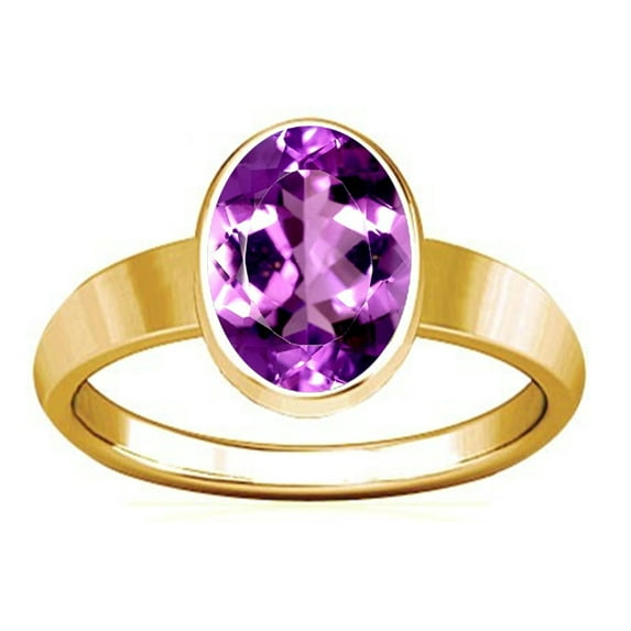 Divya Shakti 12.25-12.50 Carat Amethyst Panchadhatu Plain Design Ring ( Kataila Jamunia Gemstone Panchadhatu Plain Design Ring )(3.25)