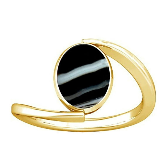 Divya Shakti 12.25-12.50 Carat Black Chalcedony Sulemani Hakik Gemstone Panchdhatu Ring for Women