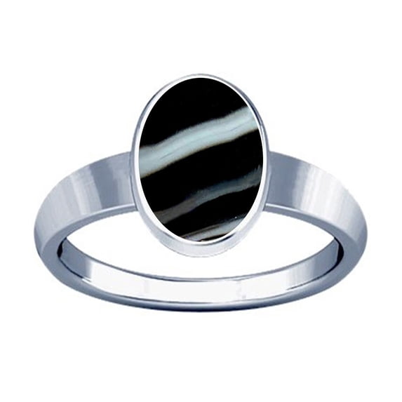 Divya Shakti 12.25-12.50 Carat Black Chalcedony (Sulemani Kala Akik Silver Plain Design Ring)(11.25)