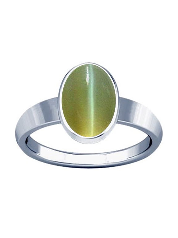 12.25-12.50 Carat CAT EYE LEHSUNIYA SILVER Plain Design Ring(4.25)