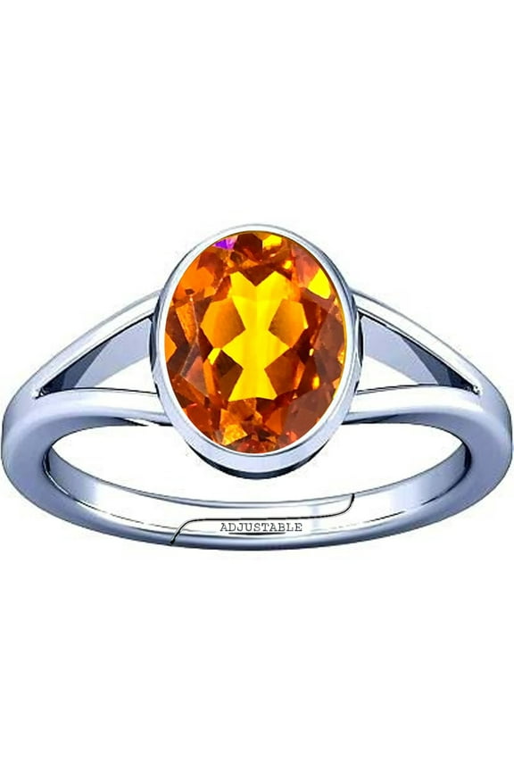 12.25-12.50 Carat Citrine/ Sunhela/ Golden topaz Gemstone Silver Adjustable Ring for Mens & Womens