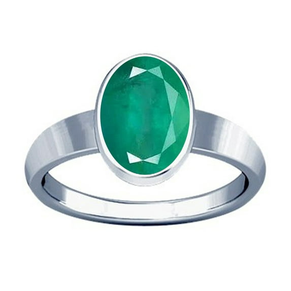 Divya Shakti 12.25-12.50 Carat Emerald (Panna Stone Silver Plain Design Ring)(5)